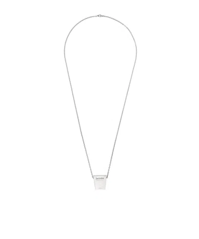 Rick Owens Logo Engraved Necklace In White