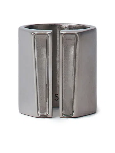 Rick Owens Logo-engraved Ring In Silver