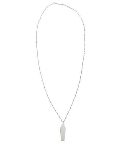 Rick Owens Logo-engraved Sarcophagus Charm Necklace In White