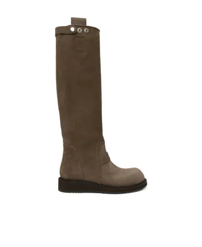 Rick Owens Logo High Boots In Green