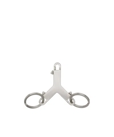 Rick Owens Silver Small Cerberus Keychain In 128 Palladio