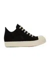 Rick Owens Low-top Round Toe Sneakers With Contrast Sole In Black