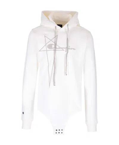 Rick Owens Logo-print Hoodie Body In White