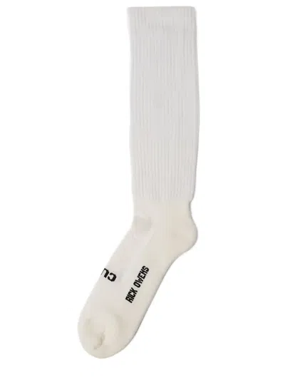 Rick Owens Logo-print Socks In White