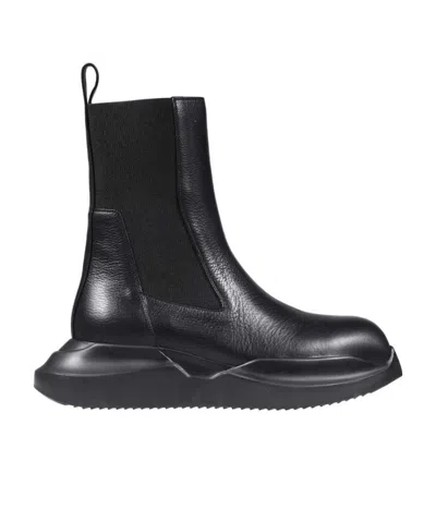 Rick Owens Logo Round Head Short Boots In Black