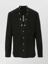 Rick Owens Mens Black Larry Fogpocket V-neck Relaxed-fit Woven-blend Shirt In Black