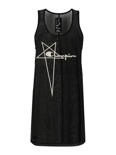 Rick Owens Logo Short Dress In Negro