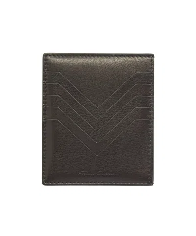 Rick Owens Logo-stamp Leather Cardholder In Black
