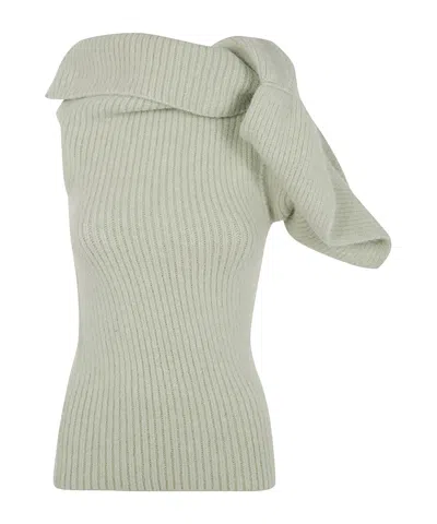 RICK OWENS RICK OWENS ASYMMETRIC NECK BANDED T TOP