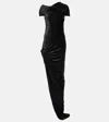 Rick Owens Lola Asymmetric Velvet Gown In Black