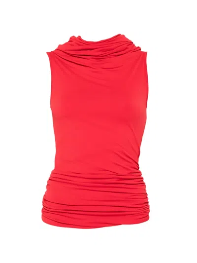 Rick Owens Lola Cowl-neck Top In Orange
