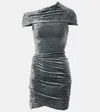 Rick Owens Lola Draped Velvet Minidress In Blue