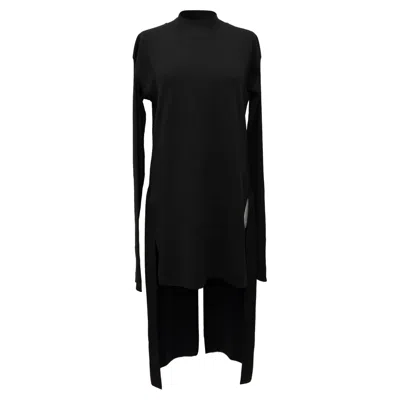 Rick Owens Long Back Midi Dress In Black Wool