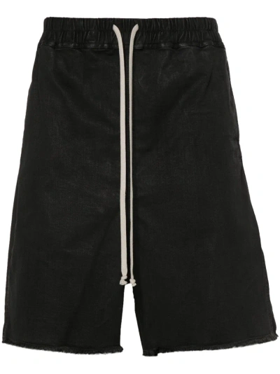 Rick Owens Long Boxers Cotton Shorts In Black