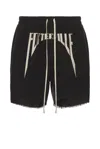 Rick Owens Cotton Bermuda Shorts In Black & Pearl