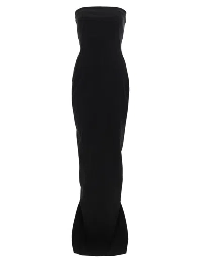 Rick Owens Long Bustier Gown Dress In Black