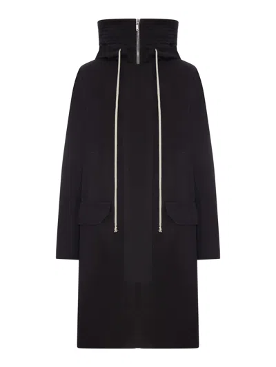 Rick Owens Long Cotton Parka With Hood In Animal Print