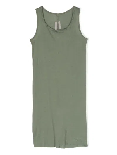 Rick Owens Kids' Long Cotton Tank Top In Green