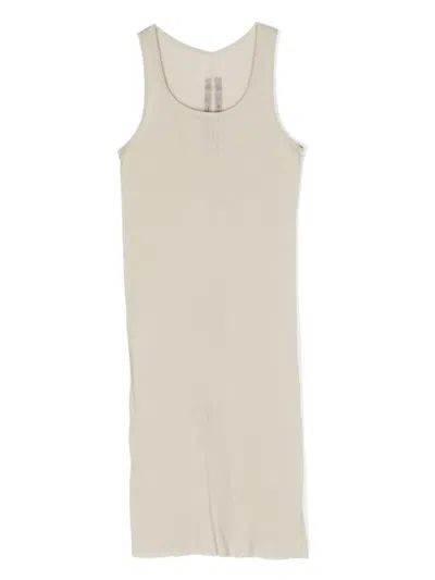 Rick Owens Kids' Long Cotton Tank Top In Neutrals