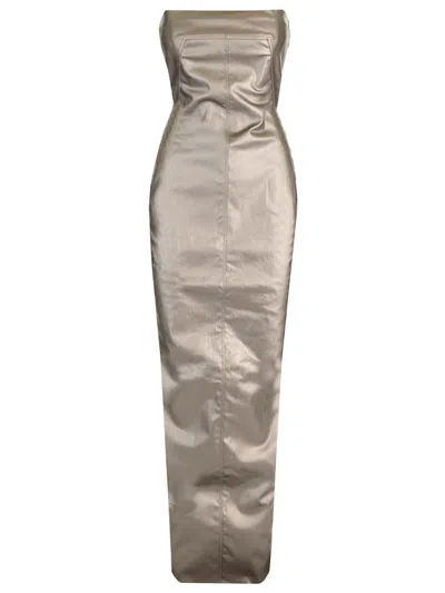 Rick Owens Long Denim Dress Athena Dresses Silver In Neutral