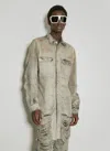 RICK OWENS LONG DISTRESSED DENIM JACKET