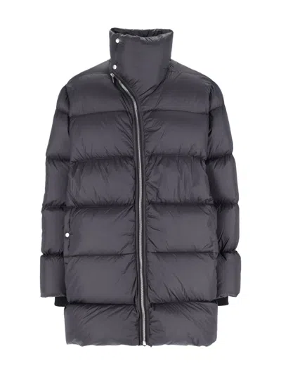 Rick Owens Long Down Jacket Turtle In Black