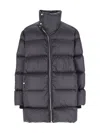 Rick Owens Long Down Jacket Turtle In Blue