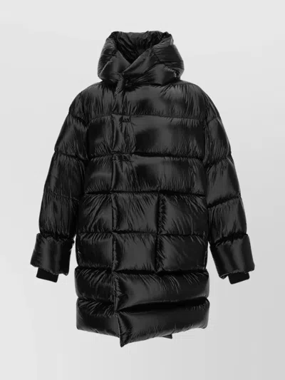 Rick Owens 'long Down Jacket With Hood And Pockets' In Black