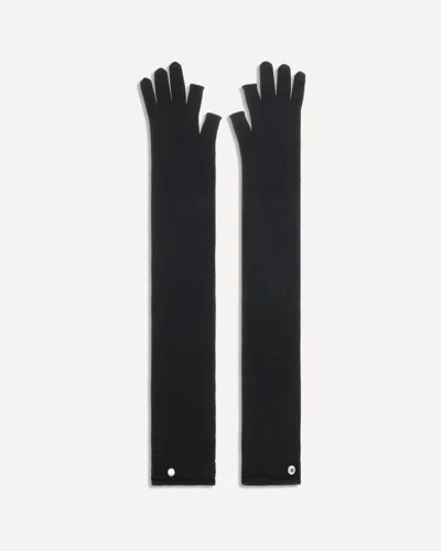 Rick Owens Long Fingerless Wool Gloves In Black