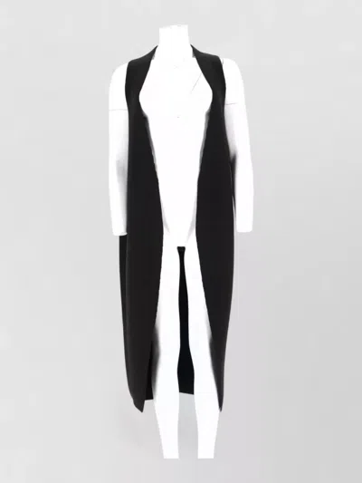 Rick Owens Long Knitted Open Front Sleeveless Dress In Black