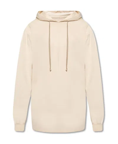 Rick Owens Long-line Cotton Hoodie In Nude