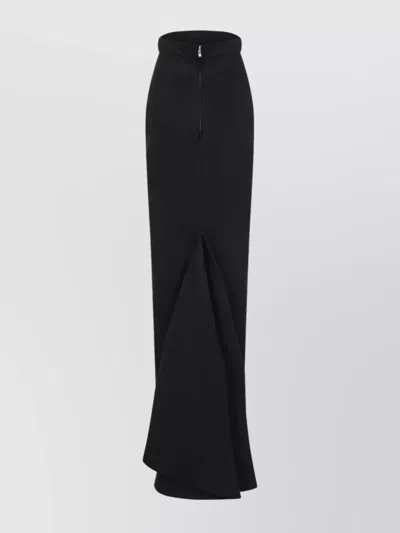 Rick Owens Long Linen Skirt High Waist In Black
