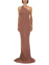 Rick Owens One Shoulder Fitted Floor-length Dress In Brown