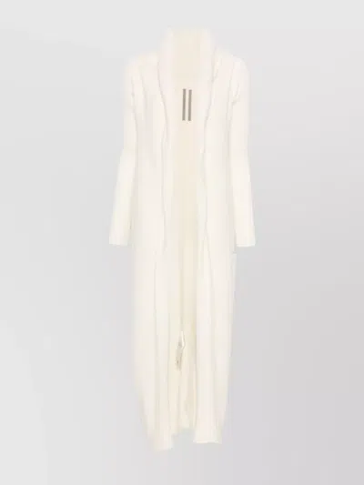 RICK OWENS LONG RIBBED KNIT CARDIGAN WITH SHAWL COLLAR