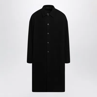 Rick Owens Long Single-breasted Virgin Wool Coat In Black