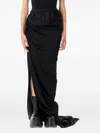 Rick Owens Draped Drawstring Maxi Ruched Side Slit In Black
