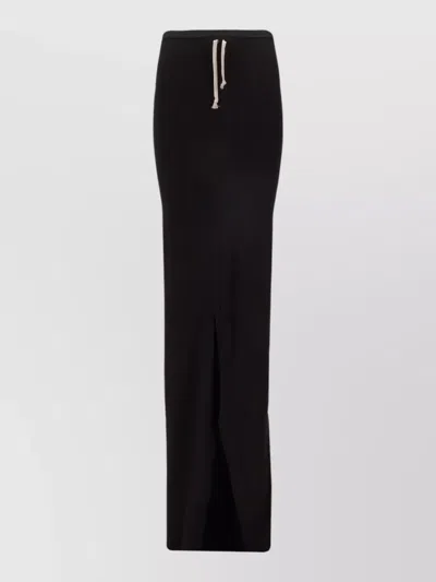 Rick Owens Long Skirt Front Slit Maxi Length In Black