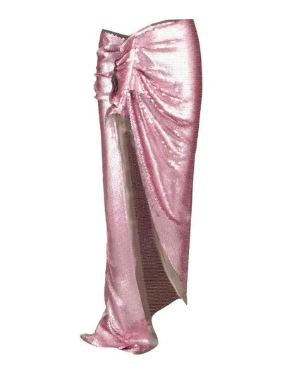 RICK OWENS LONG SKIRT IN SILK CHIFFON WITH SEQUINS