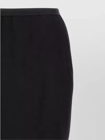 Rick Owens Long Skirt With Elastic Waistband And Back Slit In Black