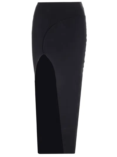 Rick Owens Long Skirt With Side Slit In Black