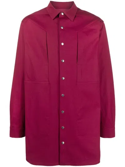 Rick Owens Long-sleeve Buttoned Shirt Jacket In Pink