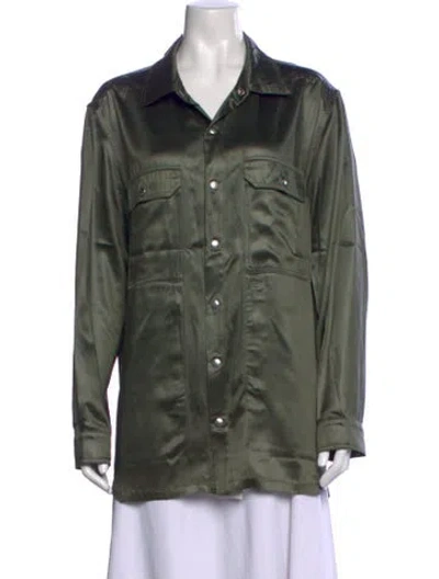 Pre-owned Rick Owens Long Sleeve Button-up Top In Green