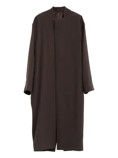 Rick Owens Long-sleeve Centre-vent Coat In Brown