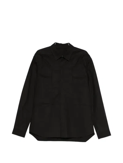 Rick Owens Long-sleeve Classic-collar Shirt In Black