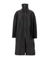 Rick Owens Dracucollar Fold-neck Zip-front Leather Coat In Black