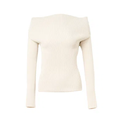 Rick Owens Long Sleeve Cowl Wool Knit In Neutral