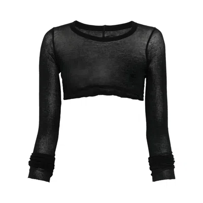 Pre-owned Rick Owens Long-sleeve Crop T-shirt 'black' | Women's Size 38