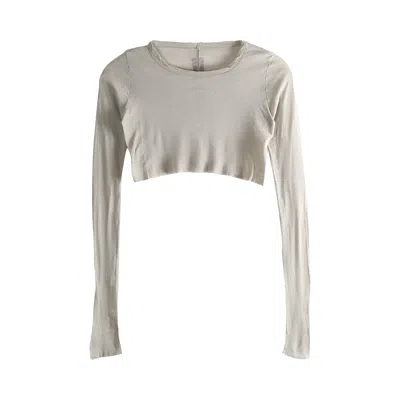 Pre-owned Rick Owens Long-sleeve Crop T-shirt 'pearl' | White | Women's Size 44