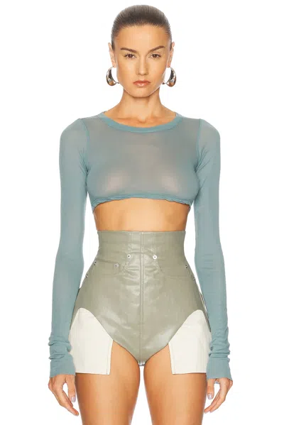 Rick Owens Long Sleeve Crop Tee In Mouthwash