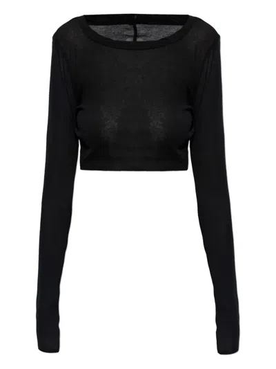 Rick Owens Long-sleeve Crop Top In Black